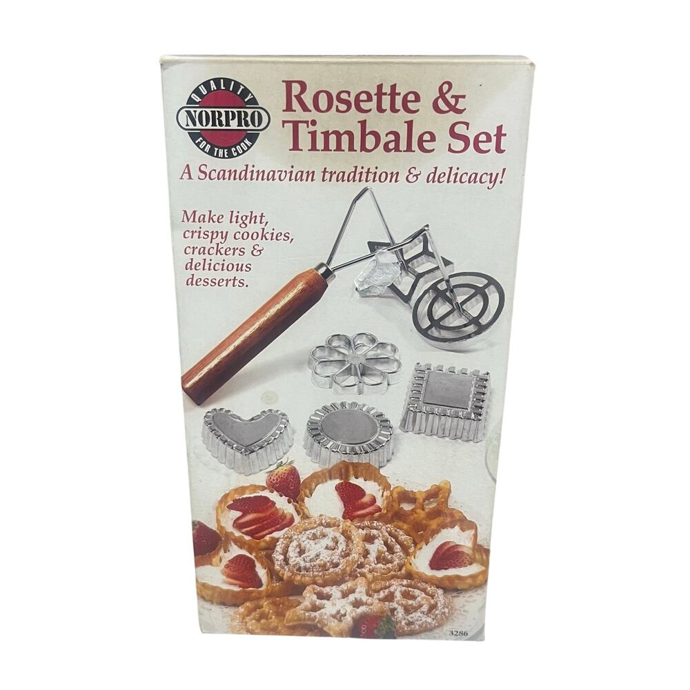 Norpro Rosette Timbale Set 7 Piece Swedish Pastry Cookie Maker Iron Mold 3286